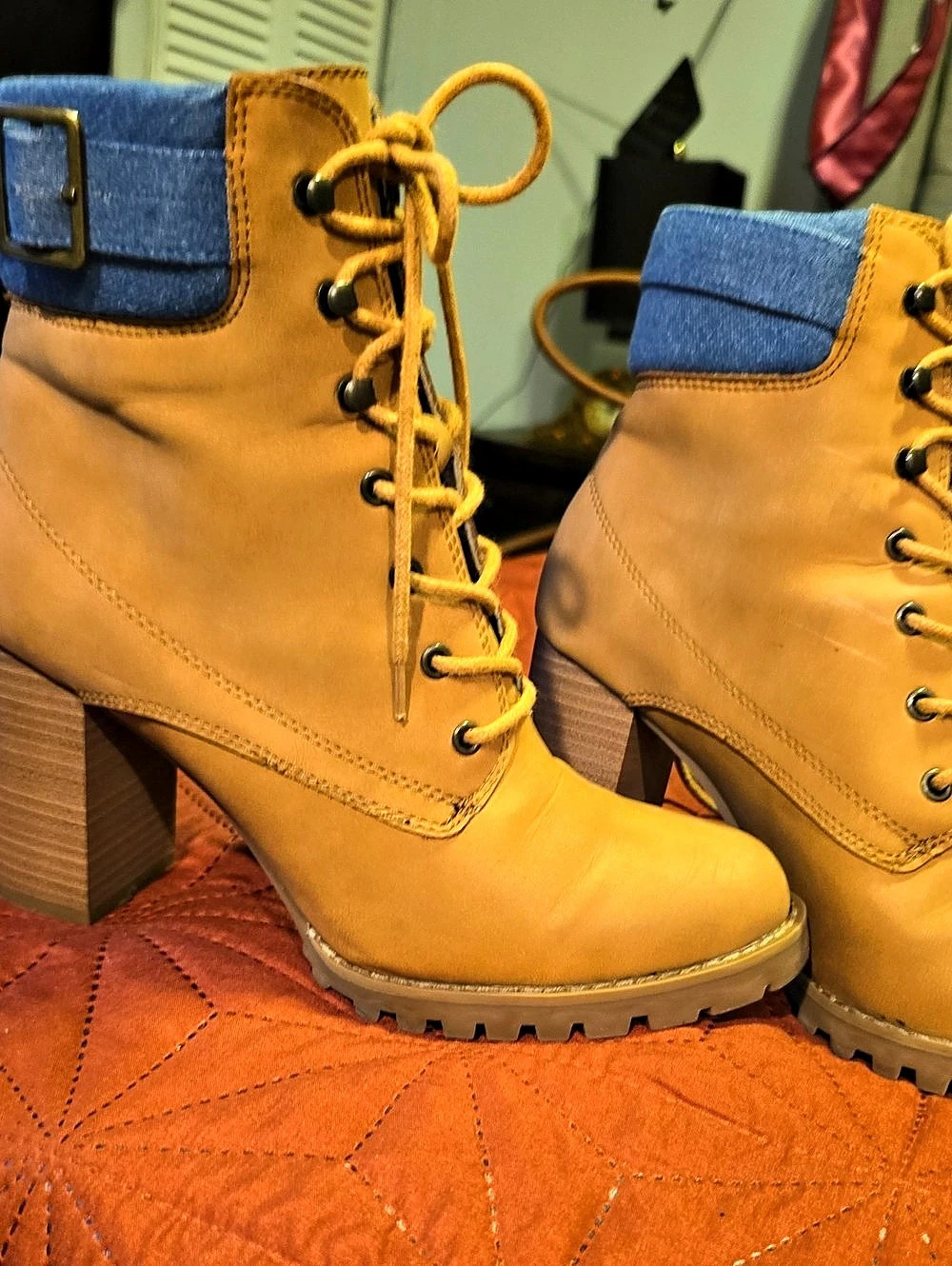 Ankle Boots Brown & Blue Like New